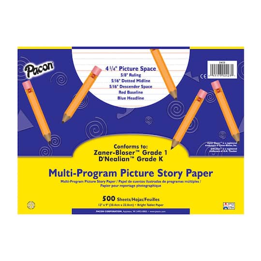 Pacon&#xAE; Multi-Program Handwriting Picture Story Paper,  5/8&#x22; Long Rule
